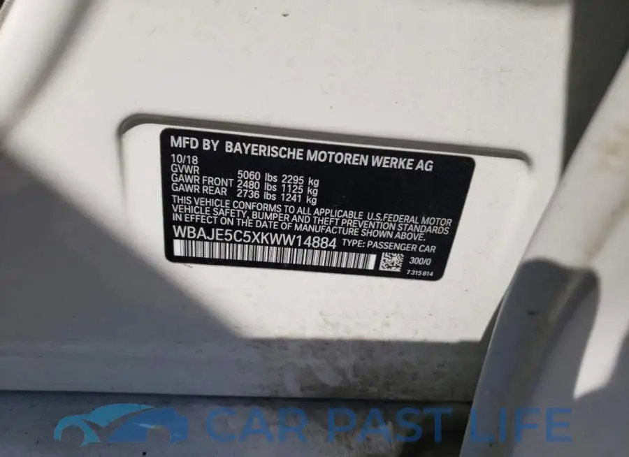 WBAJE5C5XKWW14884# 10