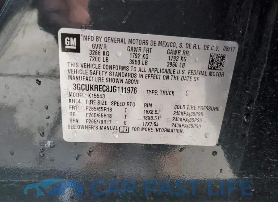 3GCUKREC8JG111976# 12