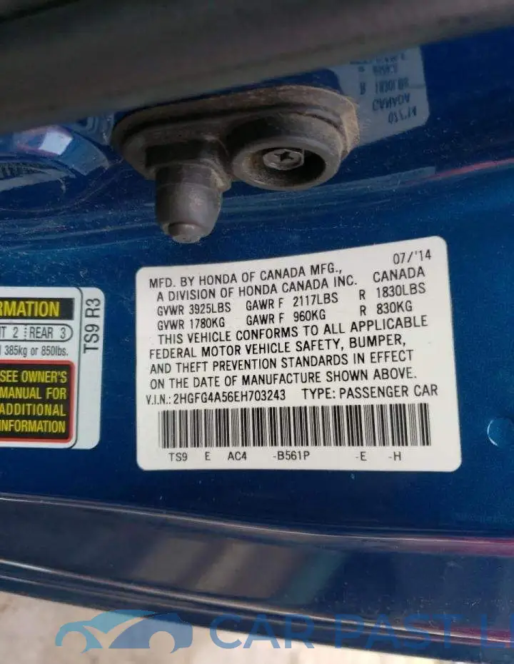 2HGFG4A56EH703243# 13