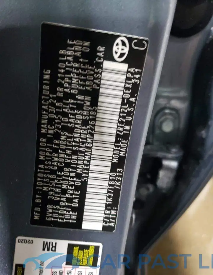 5YFEPMAE6MP226185# 12