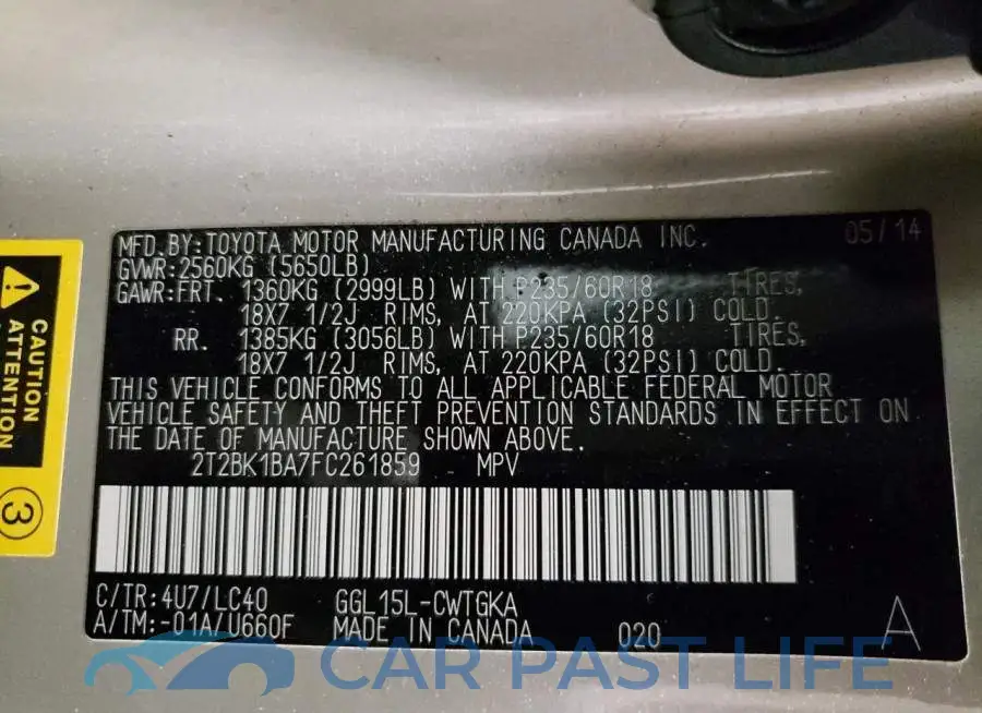 2T2BK1BA7FC261859# 13