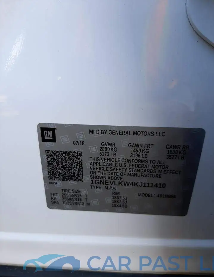1GNEVLKW4KJ111410# 10