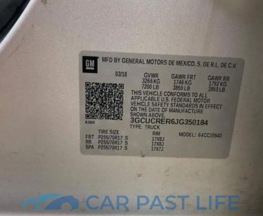 3GCUCRER6JG350184# 10