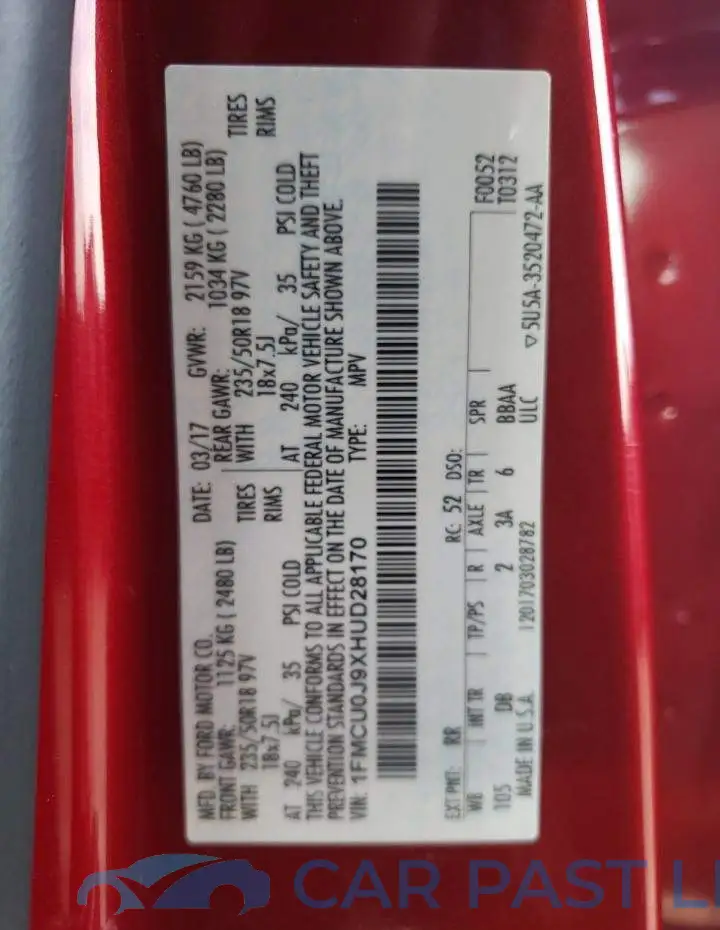 1FMCU0J9XHUD28170# 13