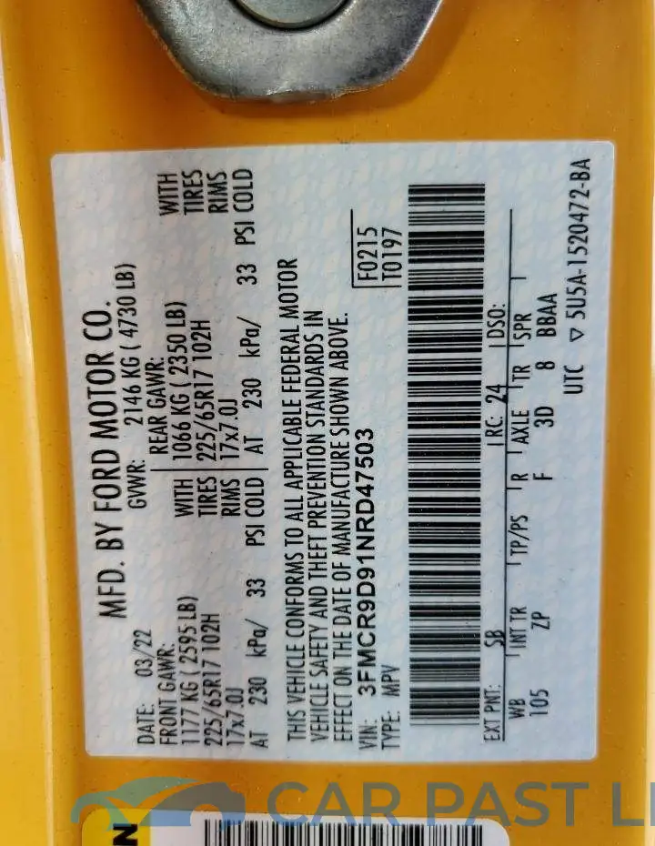 3FMCR9D91NRD47503# 14