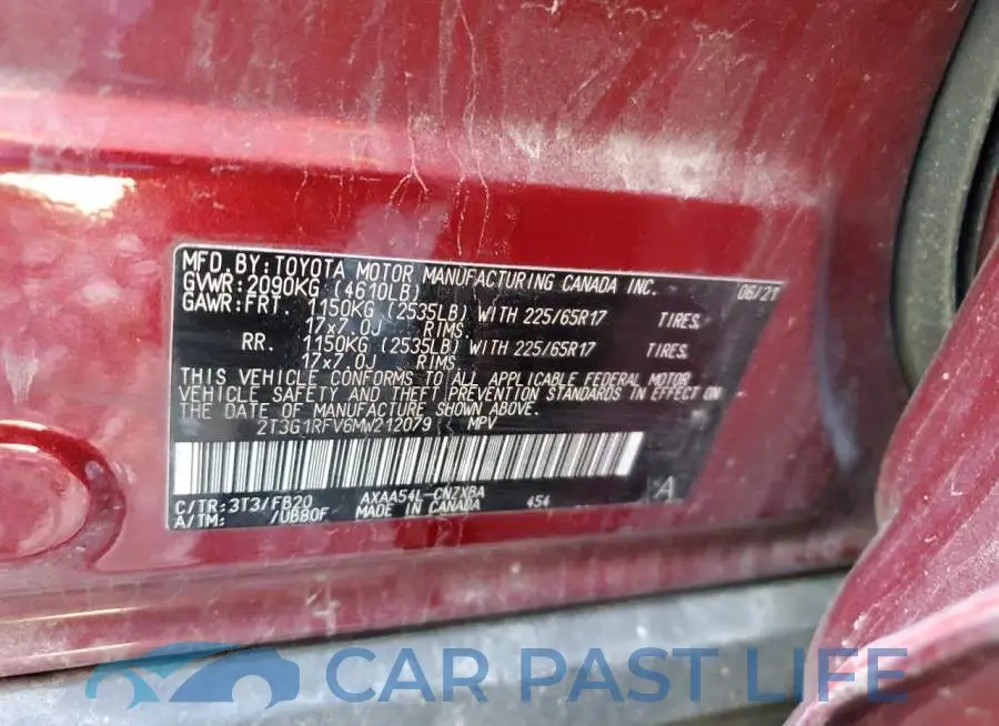2T3G1RFV6MW212079# 13