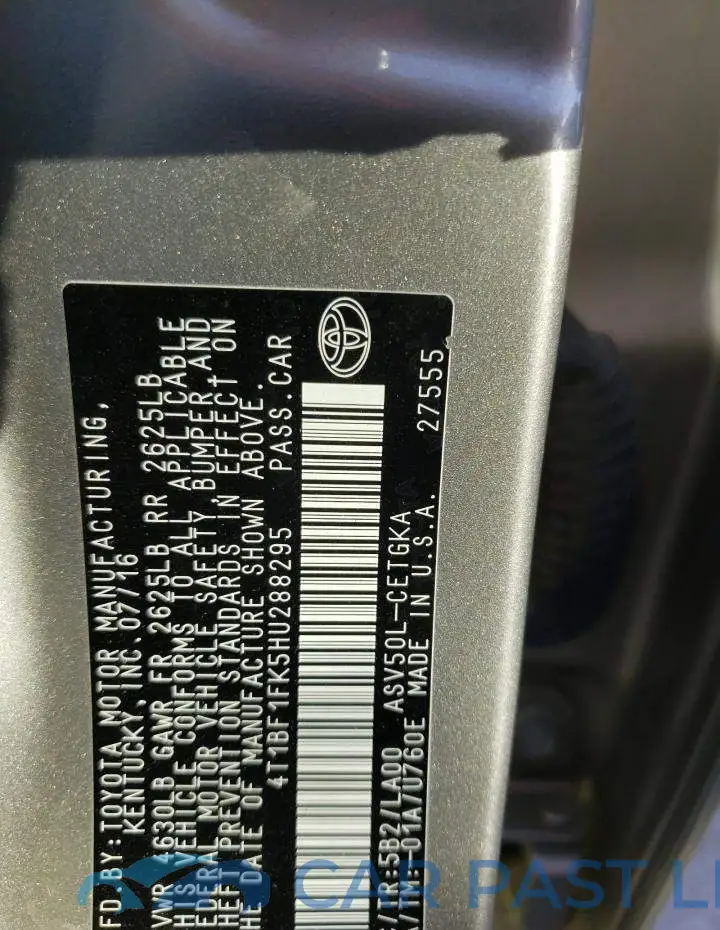 4T1BF1FK5HU288295# 10