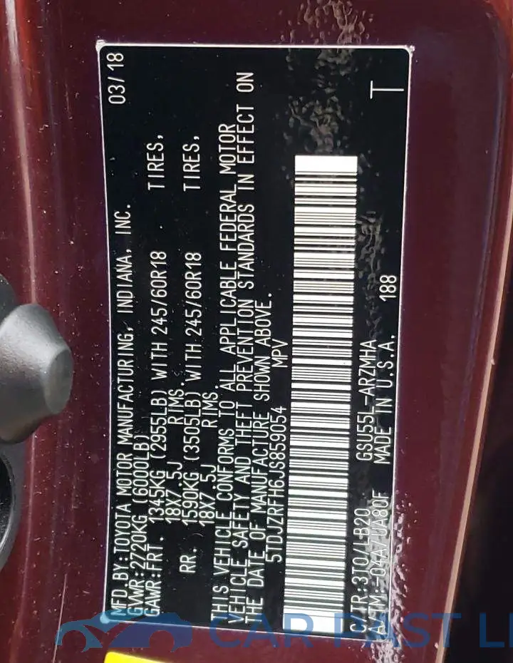 5TDJZRFH6JS859054# 13
