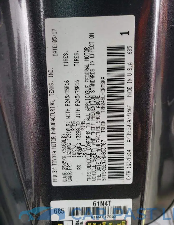5TFSX5EN7HX053707# 12