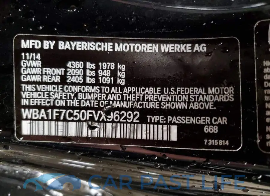 WBA1F7C50FVX96292# 13