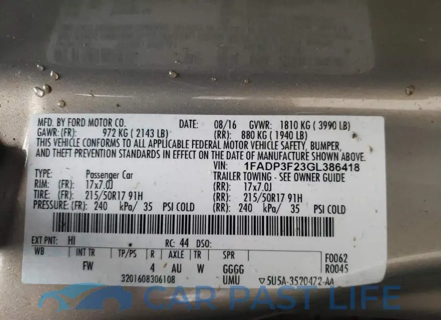 1FADP3F23GL386418# 12