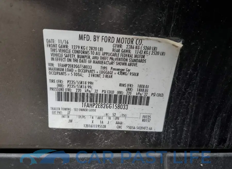 1FAHP2E82GG158033# 12