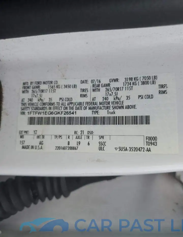 1FTFW1EG6GKF26541# 12