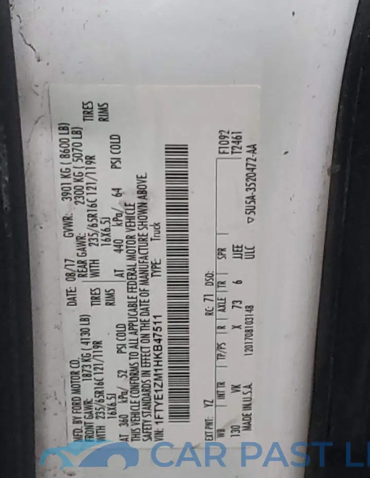 1FTYE1ZM1HKB47511# 13