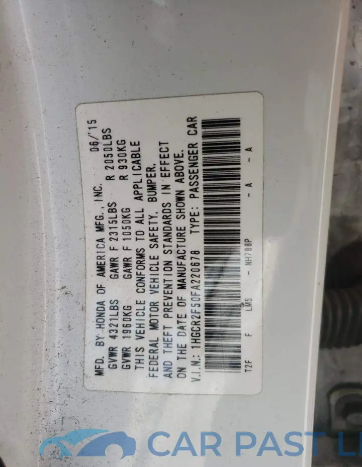 1HGCR2F50FA220678# 13