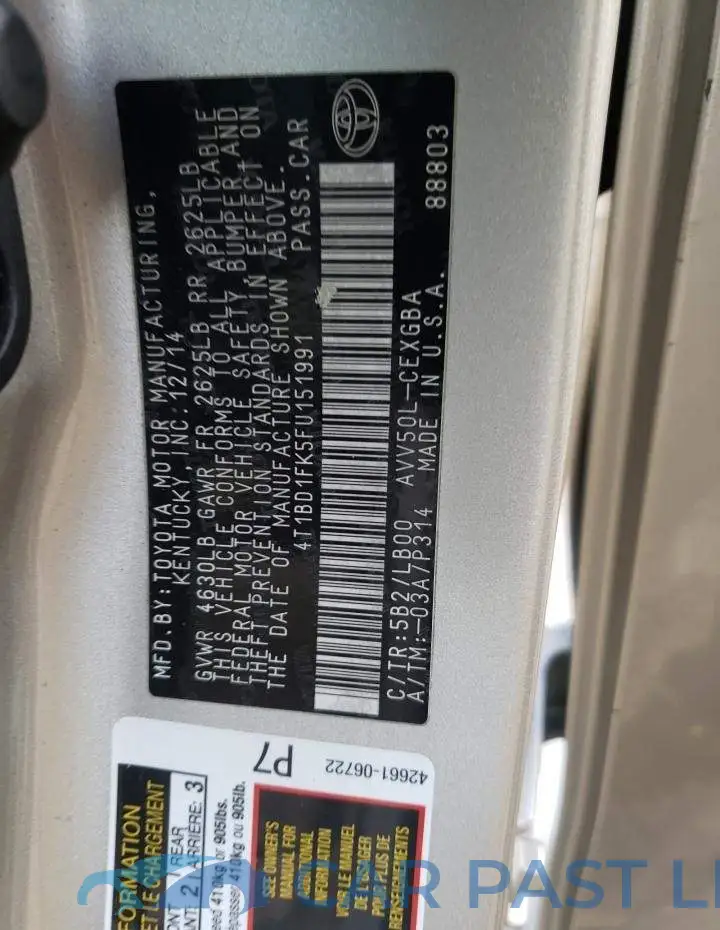 4T1BD1FK5FU151991# 13