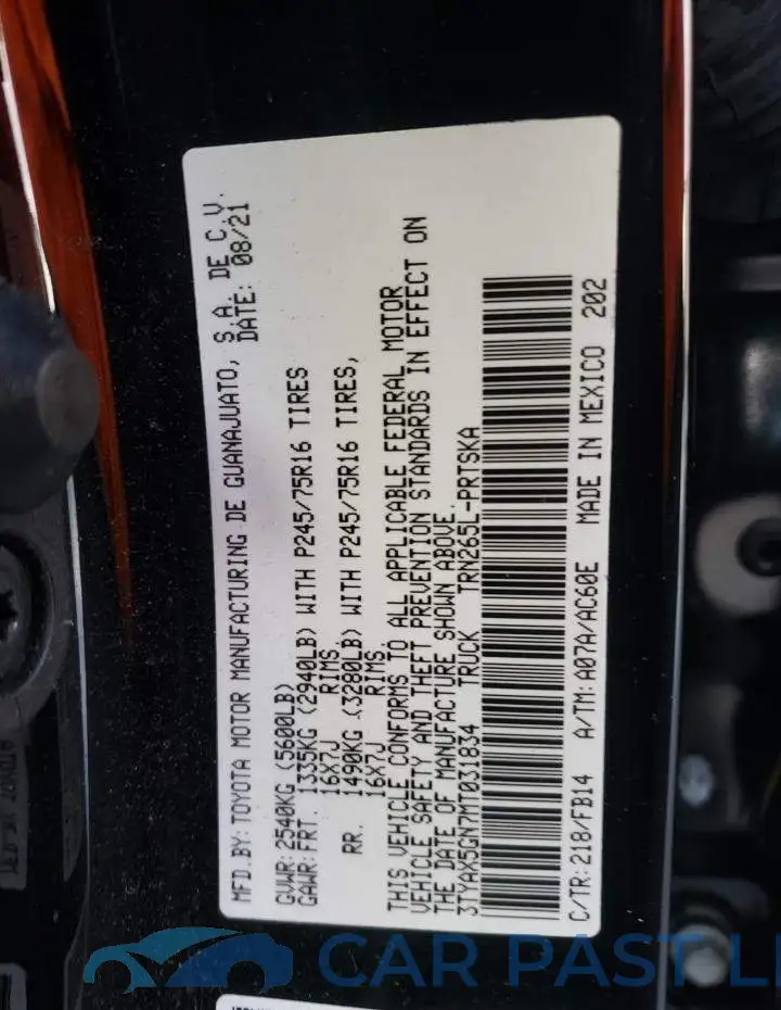 3TYAX5GN7MT031834# 13