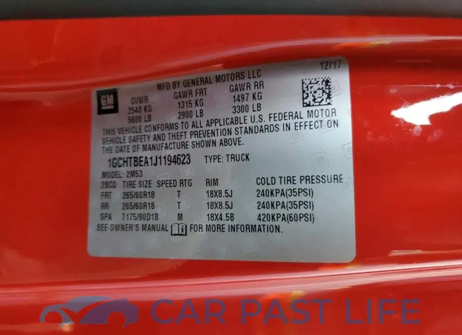 1GCHTBEA1J1194623# 12