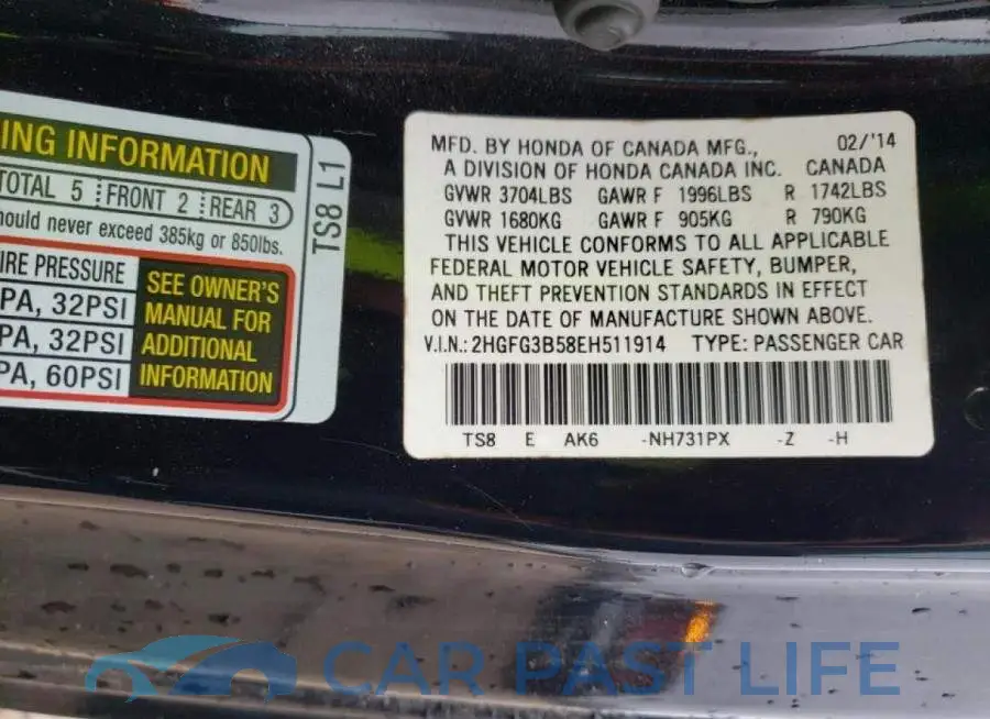 2HGFG3B58EH511914# 12
