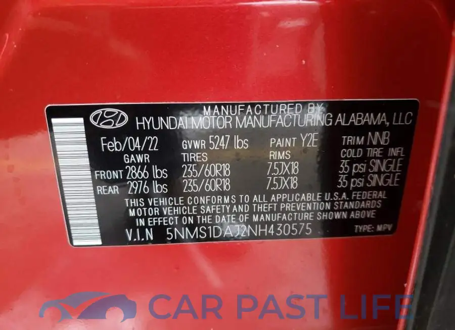 5NMS1DAJ2NH430575# 13