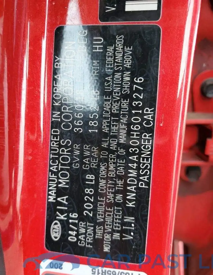 KNADM4A30H6013276# 12