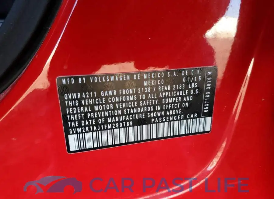 3VW2K7AJ1FM290769# 12