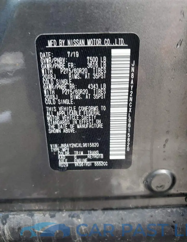JN8AY2NCXL9615820# 13