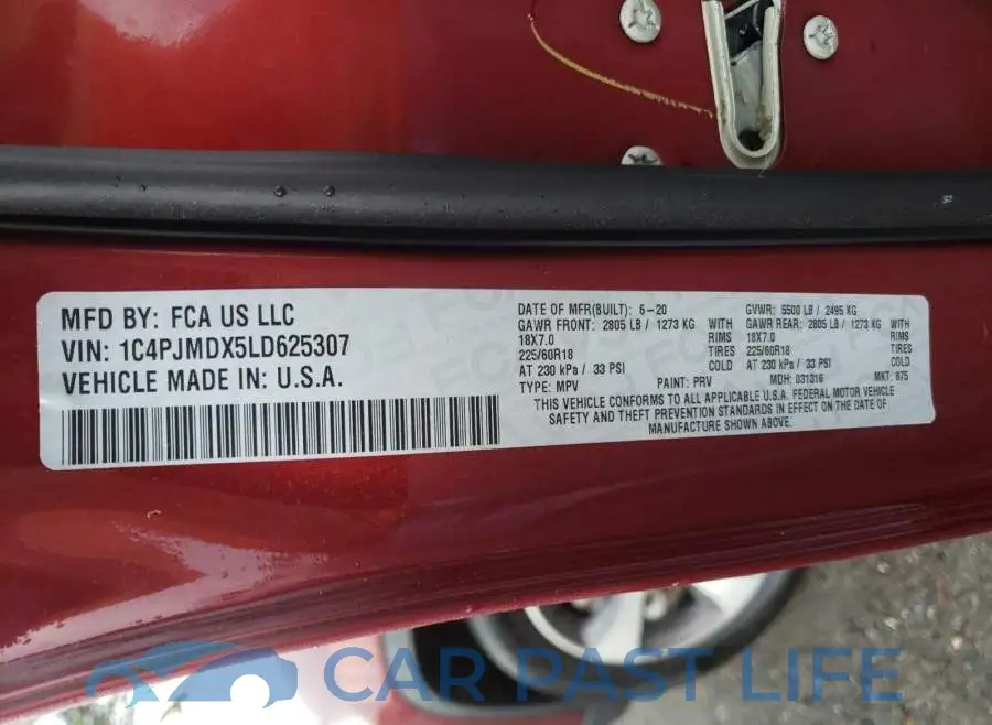 1C4PJMDX5LD625307# 10