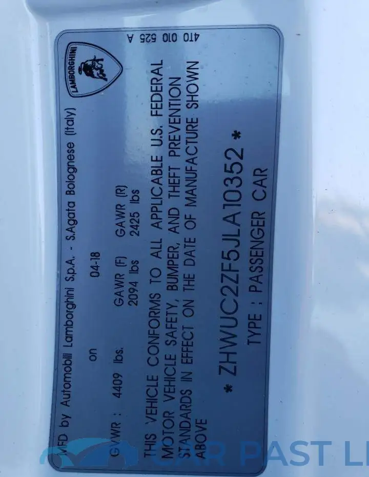 ZHWUC2ZF5JLA10352# 12