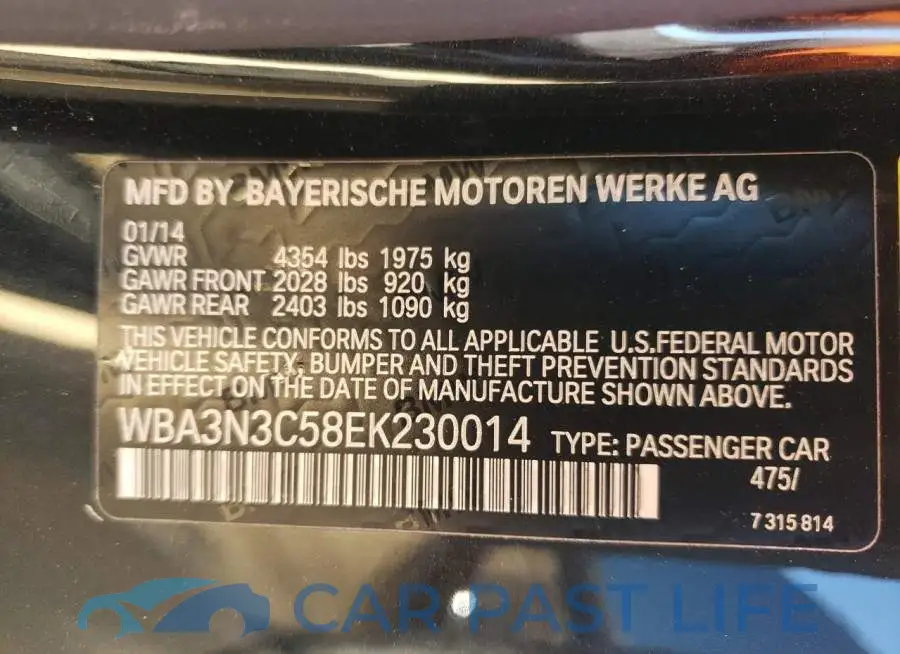 WBA3N3C58EK230014# 12