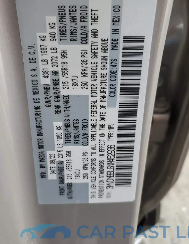 3MVDMBBL8NM452936# 14
