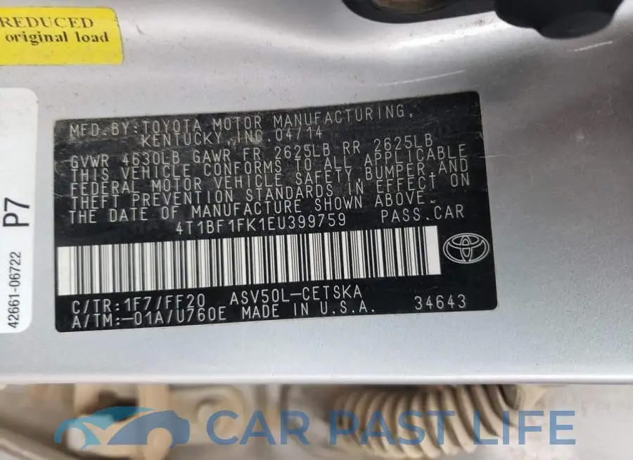 4T1BF1FK1EU399759# 12