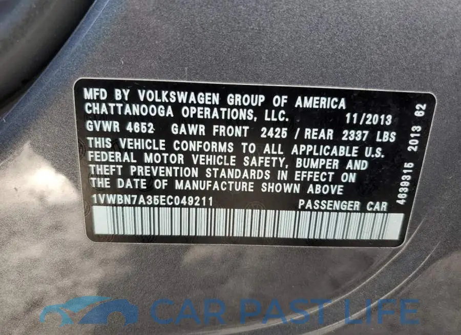 1VWBN7A35EC049211# 13