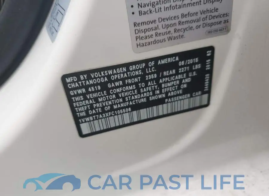 1VWBT7A3XFC105506# 12