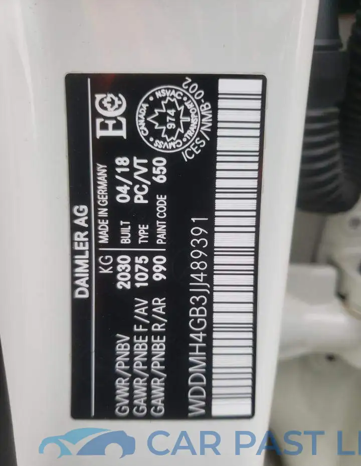 WDDMH4GB3JJ489391# 12