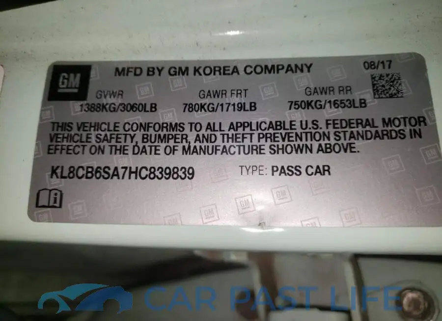 KL8CB6SA7HC839839# 10