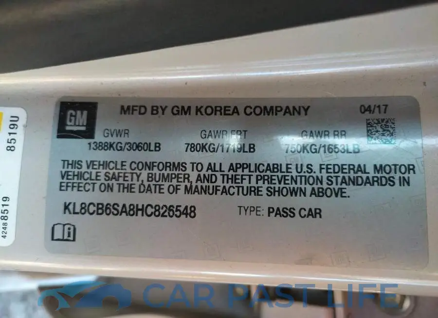 KL8CB6SA8HC826548# 12