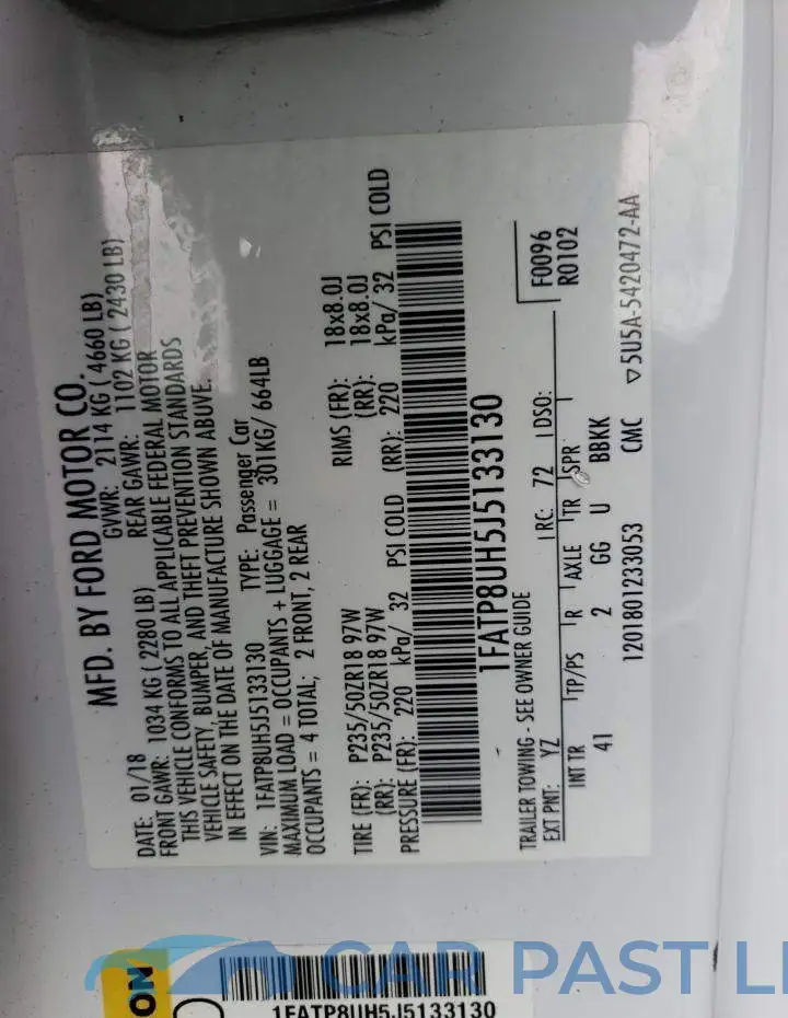 1FATP8UH5J5133130# 12