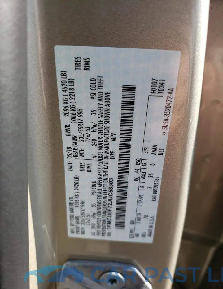 1FMCU0F72JUC68303# 13