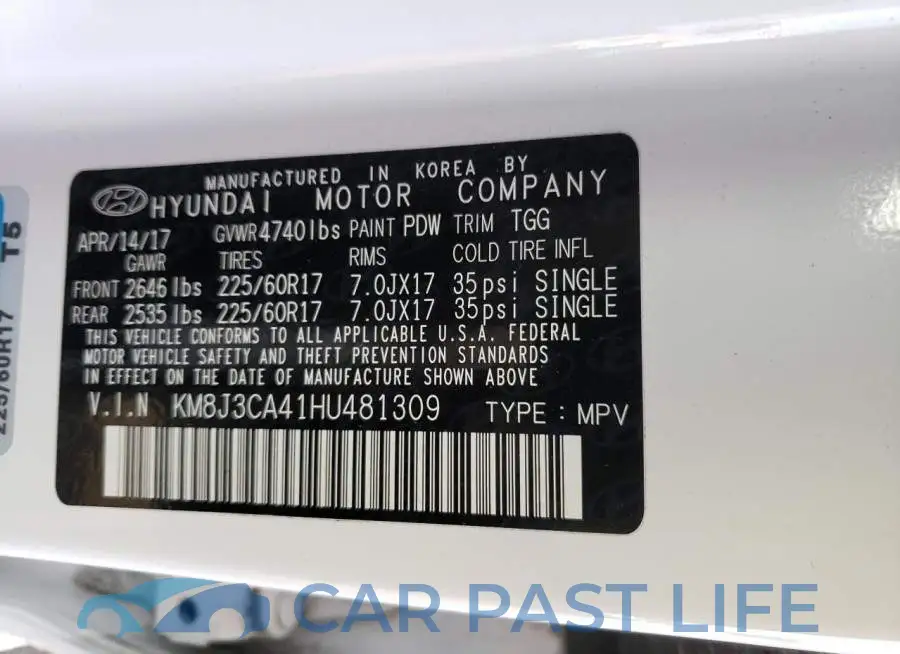 KM8J3CA41HU481309# 13
