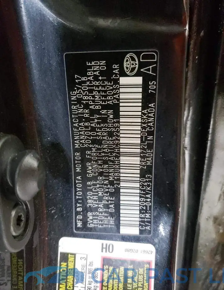 2T1BURHE7HC922591# 13