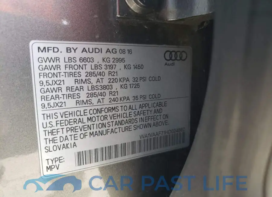 WA1VAAF71HD024562# 13