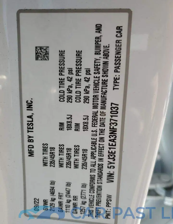 5YJ3E1EA3NF371037# 13