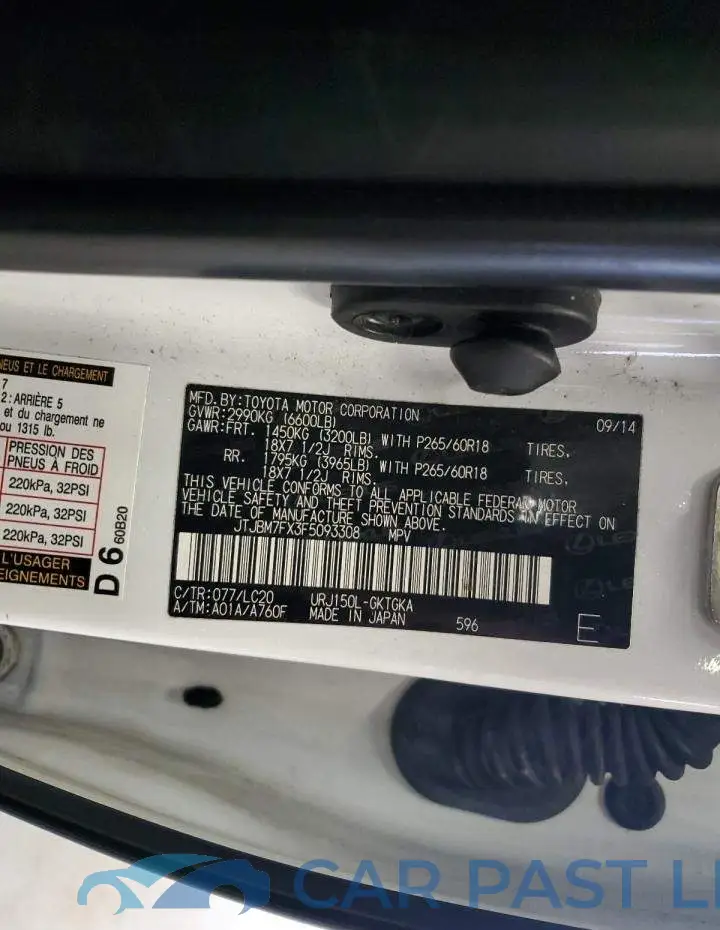 JTJBM7FX3F5093308# 13