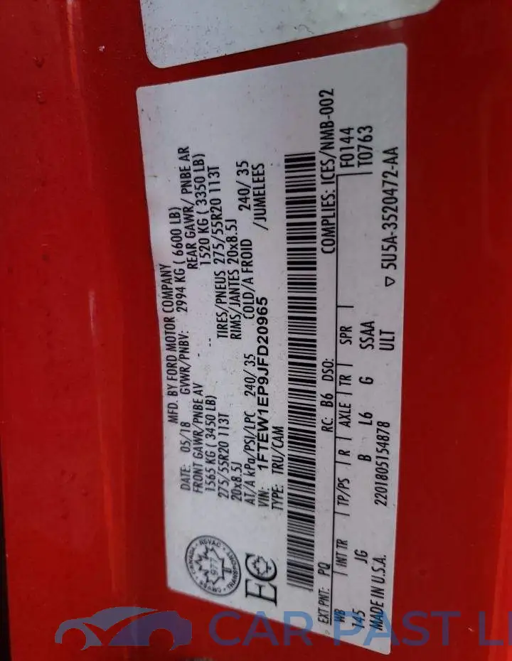1FTEW1EP9JFD20965# 12
