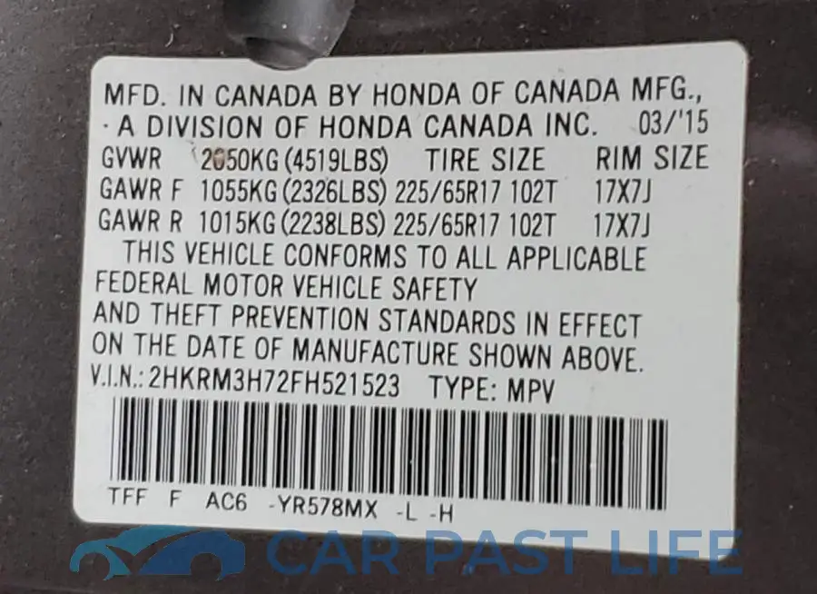 2HKRM3H72FH521523# 13