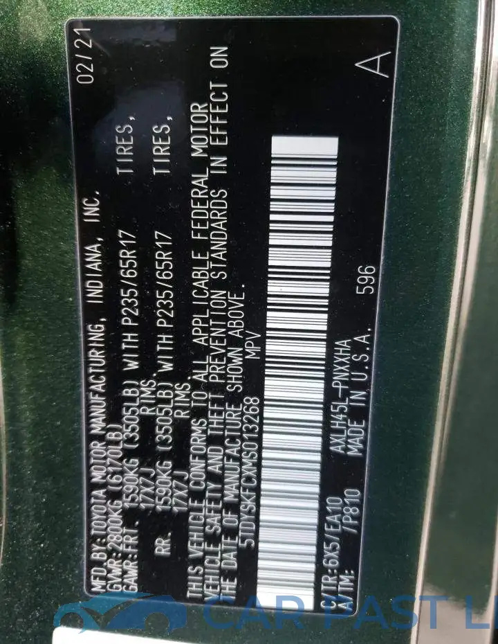 5TDYSKFCXMS013268# 13