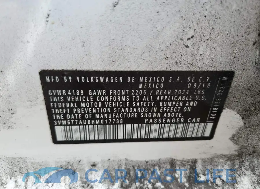 3VW5T7AU8HM017738# 12