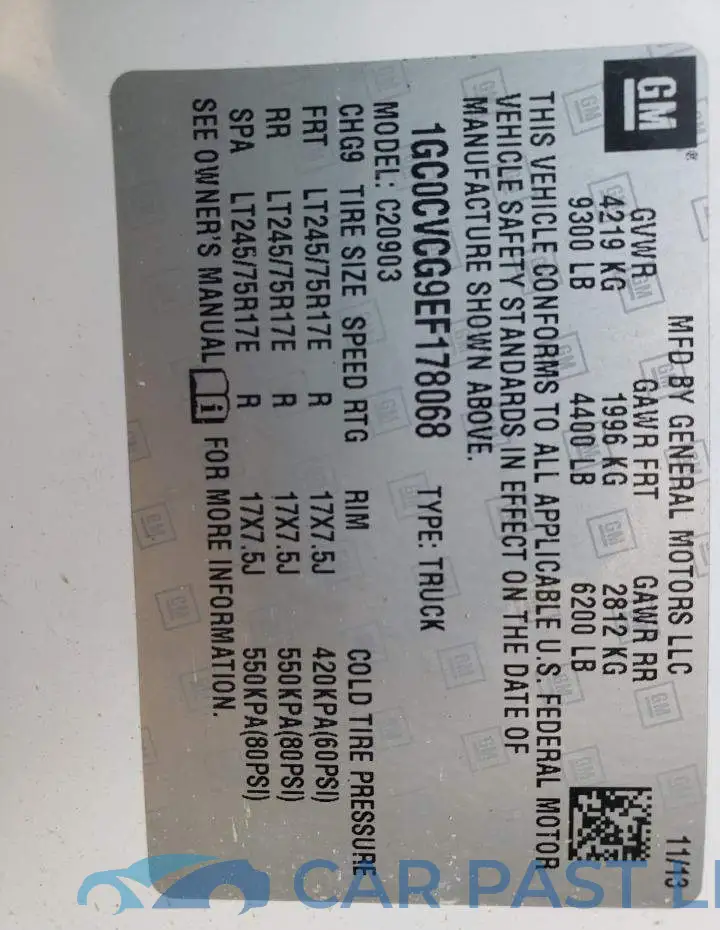 1GC0CVCG9EF178068# 12