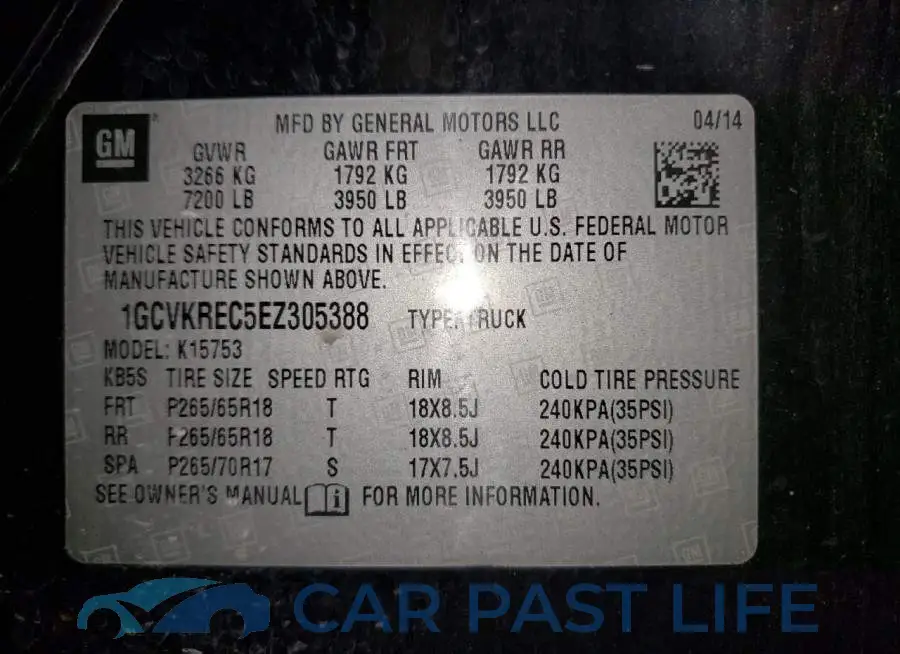 1GCVKREC5EZ305388# 10